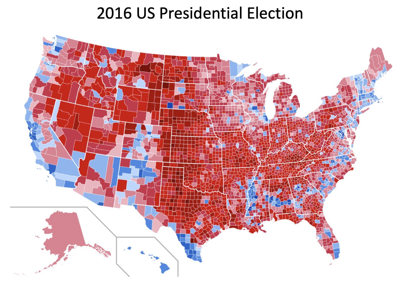 County-level election results shown in red and blue.
